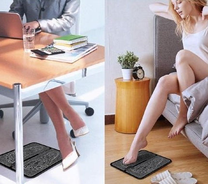 Foot Massager Mat with Adjustable Intensity and Frequency Levels, Foldable EMS Foot Pad for Home and Office