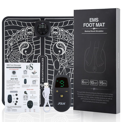 Foot Massager Mat with Adjustable Intensity and Frequency Levels, Foldable EMS Foot Pad for Home and Office