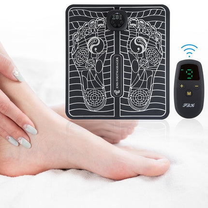 Foot Massager Mat with Adjustable Intensity and Frequency Levels, Foldable EMS Foot Pad for Home and Office