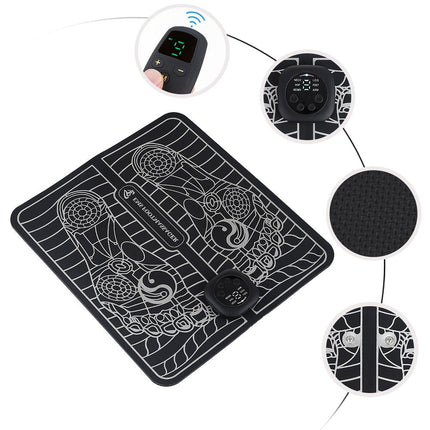 Foot Massager Mat with Adjustable Intensity and Frequency Levels, Foldable EMS Foot Pad for Home and Office