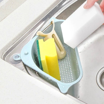 Sink Corner Drain Basket, Kitchen Sponge Holder and Produce Rinse Basket with Built In Drainage Holes
