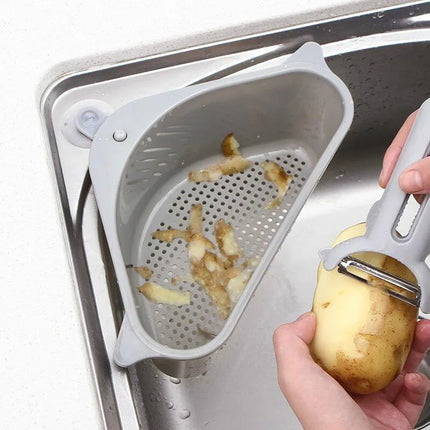 Sink Corner Drain Basket, Kitchen Sponge Holder and Produce Rinse Basket with Built In Drainage Holes