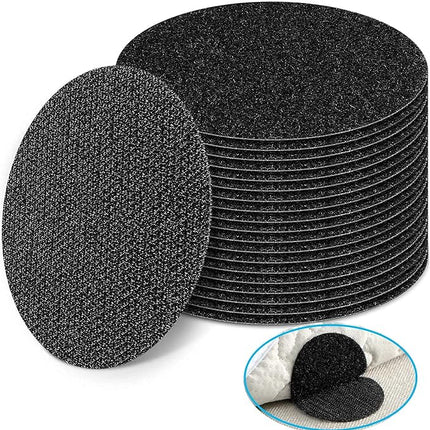 Anti-Slip Fabric Grip Stickers for Rugs, Blankets and Chair Cushions, Reusable No-Residue Adhesive, Black or White