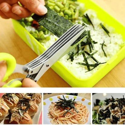 Herb Scissors with Cleaning Comb, Multi Blade Stainless Steel Kitchen Shears for Parsley and Chives