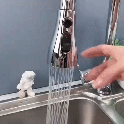 Kitchen Faucet Sprayer Head with Jet and Cascade Spray Modes, Silver Multi Angle Extendable Tap Nozzle for Kitchen Sink