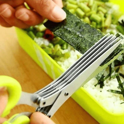 Herb Scissors with Cleaning Comb, Multi Blade Stainless Steel Kitchen Shears for Parsley and Chives