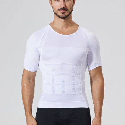 Compression Undershirt for Men, Seamless Slimming Base Layer in Breathable Stretch Fabric, Sizes M to 2XL
