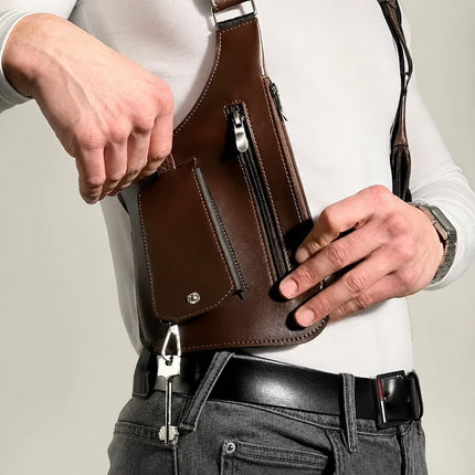 Anti Theft Crossbody Bag, Dual Underarm Zip Compartment Harness Bag in Black or Brown for Travel and Commuting