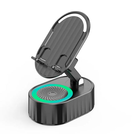 4 in 1 Induction Speaker Phone Stand with Charger and Ambient Light, 5W Driver, 300 Degree Adjustable Holder, White or Black