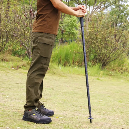 12 in 1 Tactical Trekking Pole with Adjustable Height, Multi Tool Hiking Staff with Compass, Whistle and Fire Starter
