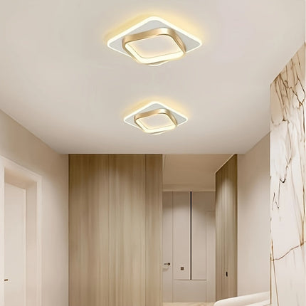 Modern Square LED Ceiling Light with Polished Finish | Warm White Illumination for Bedrooms and Hallways