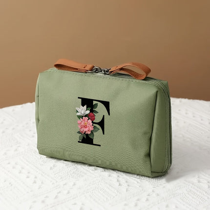 Elegant Makeup Bag Travel Organizer with Letter Design | Chic Cosmetic Case for Beauty Essentials