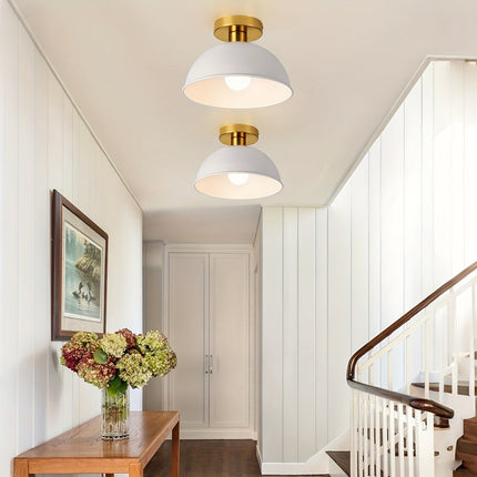 Modern Semi-Flush Ceiling Lamp with Matte Metal Finish | Compact Design for Hallways and Bedrooms