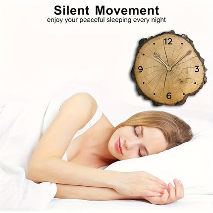 Rustic Wood Slice Wall Clock with Silent Quartz Movement | Unique Irregular Design for Cozy Home Decor