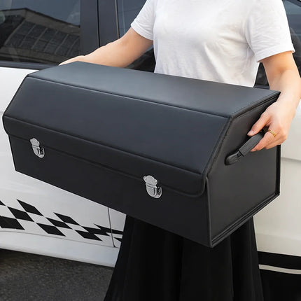Car Trunk Organizer Storage Box with Divided Interior and Cover, 3 Sizes, for Groceries, Tools and Emergency Kit