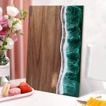 Ocean-Inspired Cutting Board with Acacia Wood & Resin Inlay | Multi-Purpose Kitchen Board for Serving and Chopping