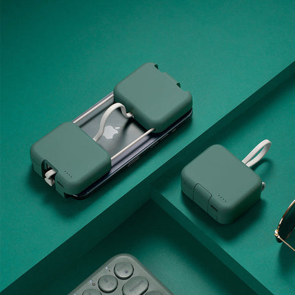 Mini Power Bank with Built In Phone Stand, Portable Charger for Lightning and Type C Phones