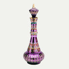 Purple Genie Bottle, Hand Painted Decorative Glass Bottle, Collectible Figurine Statue for Shelf Decor and Mantel Decor