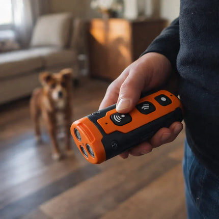 Ultrasonic Dog Bark Deterrent with Adjustable Sensitivity, 3-in-1 Handheld Training Device for Home and Walks