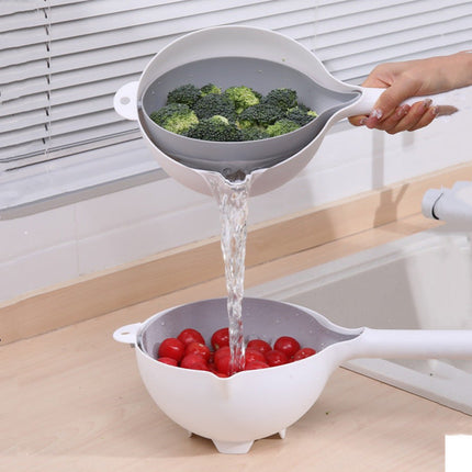 2-in-1 Kitchen Strainer Bowl with Secure-Grip Handle, Swivel Draining Colander for Pasta, Rice and Vegetables, 3 Colours