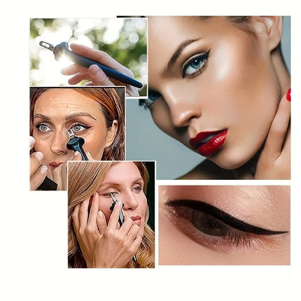 Eyeliner Stamp Set, Liquid Wing Eyeliner Stamp for Matching Cat Eye Wings, Quick Press On Application, Black or Brown