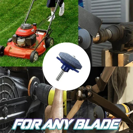 Drill-Powered Blade Sharpening Tool with Adjustable Angle and Non-Slip Grip for Lawnmower Blades and Pruning Shears