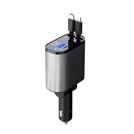 Retractable Car Charger with 180 Degree Adjustable Head, Compact Fast Charging Adapter for Cars and Commutes