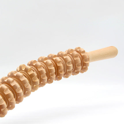 Wooden Full Body Massage Roller, Manual Ergonomic Muscle Roller for Home, Gym and Office Use