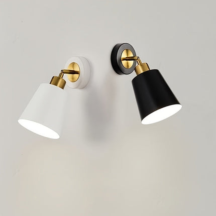 Modern Wall Sconce Light with Adjustable Shade | Sleek Black & White Design for Bedroom and Living Room Ambience