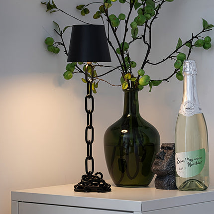 Modern Chain-Link Table Lamp with Rechargeable USB-C Battery | Touch Control Dimming for Warm Ambience