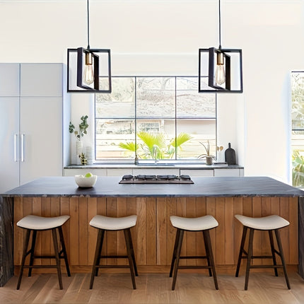 Industrial Pendant Ceiling Light with Geometric Metal Frame | Modern Minimalist Design for Living Rooms and Kitchens