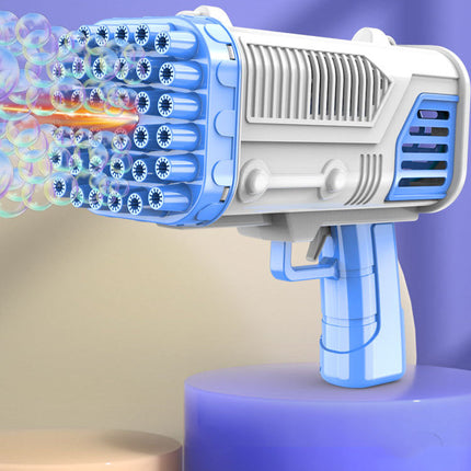 Handheld Bubble Machine Launcher with LED Light Nozzle and Bubble Solution Refills, Blue or Pink, Outdoor Party Bubble Toy