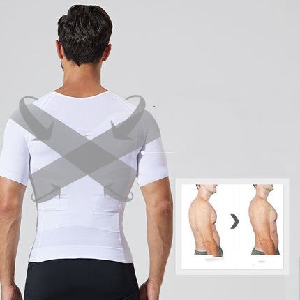 Compression Undershirt for Men, Seamless Slimming Base Layer in Breathable Stretch Fabric, Sizes M to 2XL