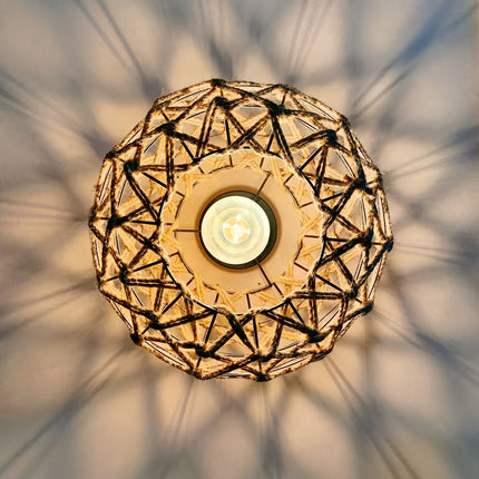 Bohemian Hemp Rope Ceiling Light with Handwoven Design | Rustic Flush Mount for Warm Ambient Glow