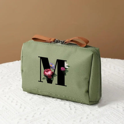 Elegant Makeup Bag Travel Organizer with Letter Design | Chic Cosmetic Case for Beauty Essentials