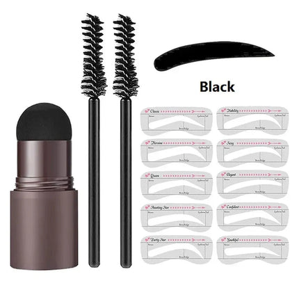Eyebrow Stamp and Stencil Kit for Symmetrical Brow Shaping at Home, Multiple Stencil Shapes and 3 Shade Options