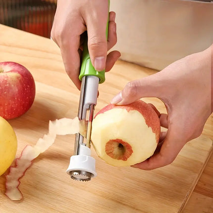 Fruit Peeler and Corer, 2-in-1 Apple Coring Tool with Ergonomic Handle for Quick Fruit and Vegetable Prep, 2 Colours