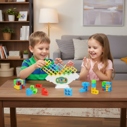 Family Stacking Block Game with 32 or 48 Pieces | Engaging Balance Challenge for All Ages