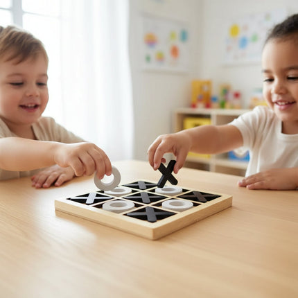 Wooden Tic Tac Toe Board Game for Family Fun | Engaging Two-Player Strategy Game for All Ages