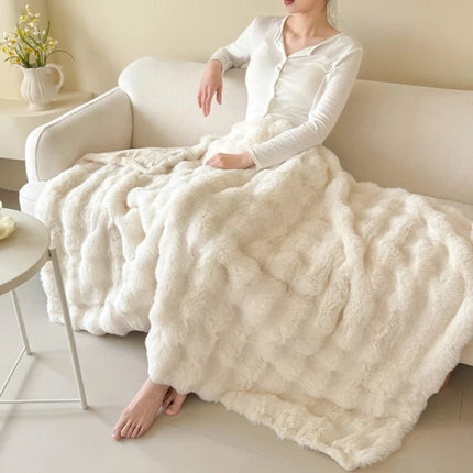Faux Fur Blanket with Double-Layered Plush Design | Soft Cozy Throw for Bed and Sofa