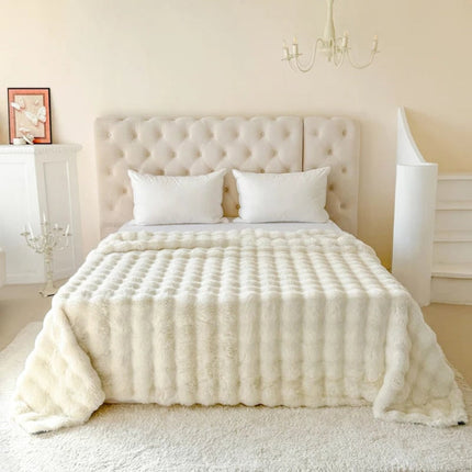 Faux Fur Blanket with Double-Layered Plush Design | Soft Cozy Throw for Bed and Sofa