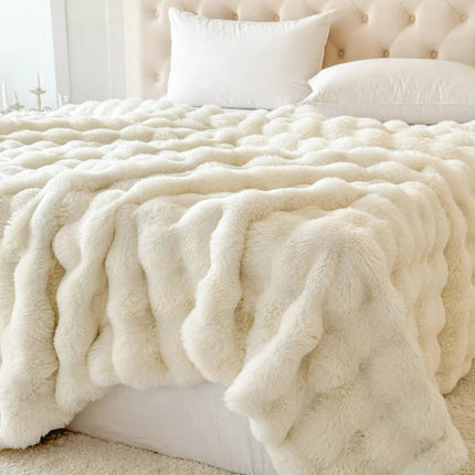Faux Fur Blanket with Double-Layered Plush Design | Soft Cozy Throw for Bed and Sofa
