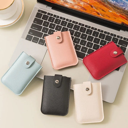 PU Leather Card Holder Wallet, Slim Pull Tab Credit Card Case with Snap Closure, Holds 10 Cards