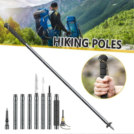 Walking Sticks for Hiking, Adjustable Hiking Stick with Hidden Survival Kit, Aluminum Trekking Pole, Camping Gear