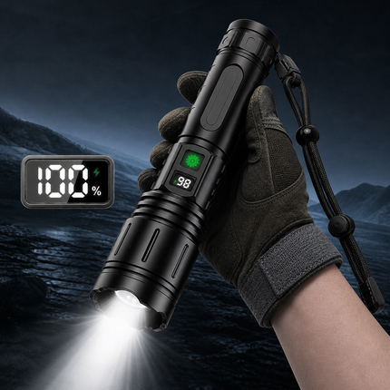 Rechargeable LED Tactical Flashlight with 100,000 Lumens | Durable Aluminum for Outdoor Adventure