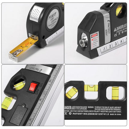 Laser Level Tape Measure Tool, 3 in 1 with Spirit Level, Distance and Angle Measuring for DIY Home Projects and Alignment