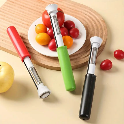 Fruit Peeler and Corer, 2-in-1 Apple Coring Tool with Ergonomic Handle for Quick Fruit and Vegetable Prep, 2 Colours