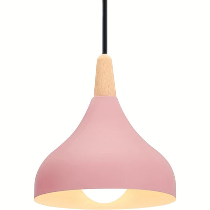 Teardrop Pendant Light with Adjustable Height | Metal & Wood Modern Lamp for Soft Ambient Dining Lighting