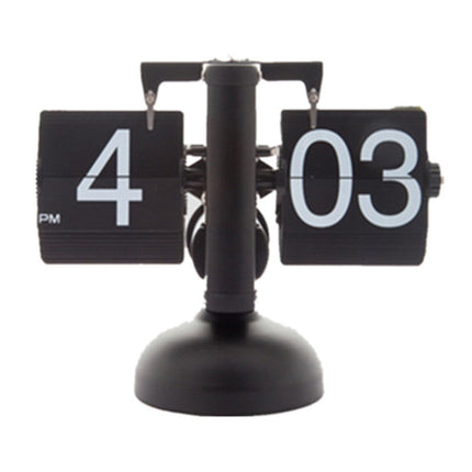 Automatic Page Turning Clock, Decorative Desk and Shelf Timepiece in Black or White with Optional Metal Foot Stand