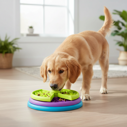 Interactive Slow Feeder Dog Bowl for Healthy Eating | Multi-Level Design for Mental Stimulation and Digestion